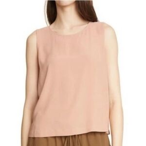 Eileen Fisher Silk Georgette Pale Peach Toffee Sleeveless Top XS
